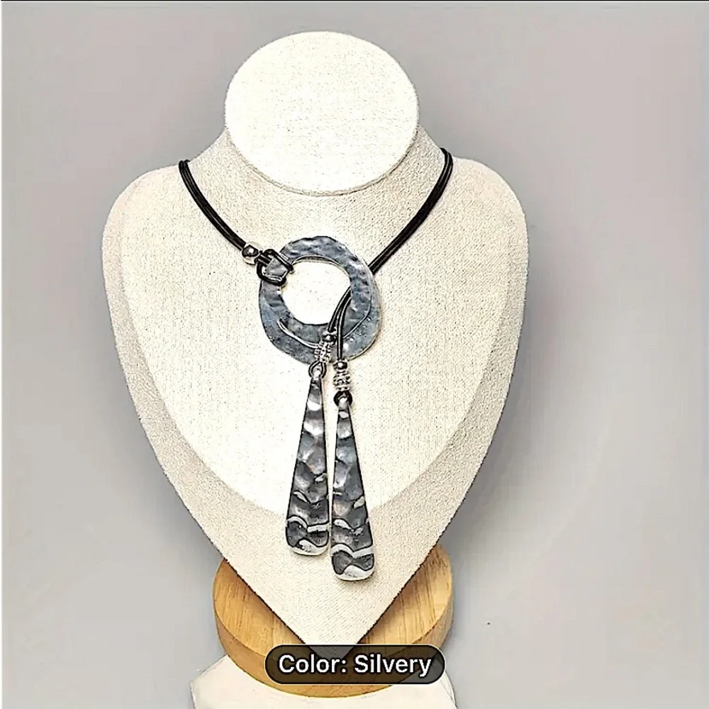Vintage Celtic Statement Necklace, Bohemian, Boho, Tribal Toggle Hammered